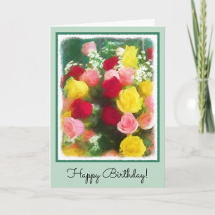 Cartão Pintura de Rose Bouquet - Arte Flor Original Custa