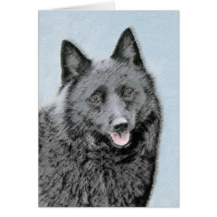 Cartão Pintura de Schipperke - Arte de Cachorro Original
