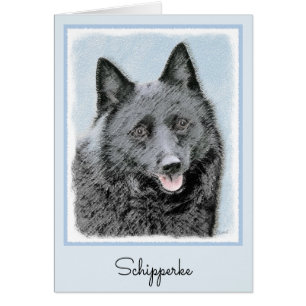 Cartão Pintura de Schipperke - Arte de Cachorro Original