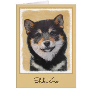 Cartão Pintura de Shiba Inu (Preto e Latão) - Arte Canina