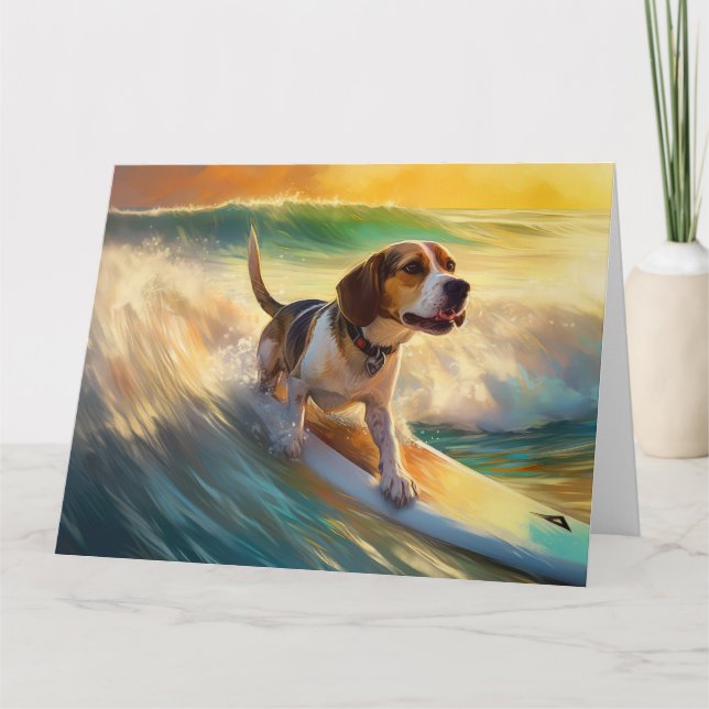Cartão Pintura de Surf da Praia Beagle (Frente)