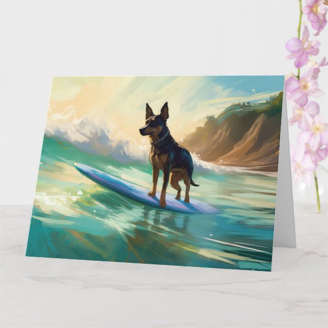 Cartão Pintura de surf em praia australiana Kelpie (Orquídea)