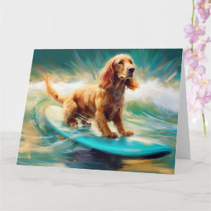 Cartão Pintura de surf em praia em Cocker Spaniel