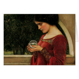 Cartão Pintura de Waterhouse da Mulher Cristal Ball