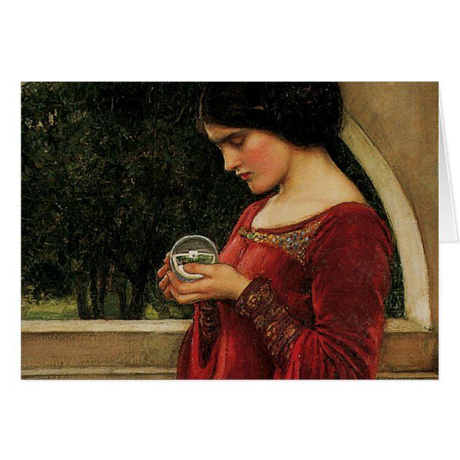 Cartão Pintura de Waterhouse da Mulher Cristal Ball (Frente Horizontal)