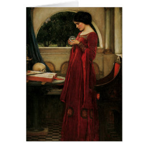 Cartão Pintura de Waterhouse da Mulher Cristal Ball