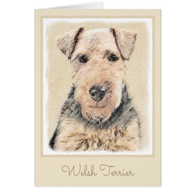 Cartão Pintura de Welsh Terrier - Arte de Cachorro Origin (Frente)