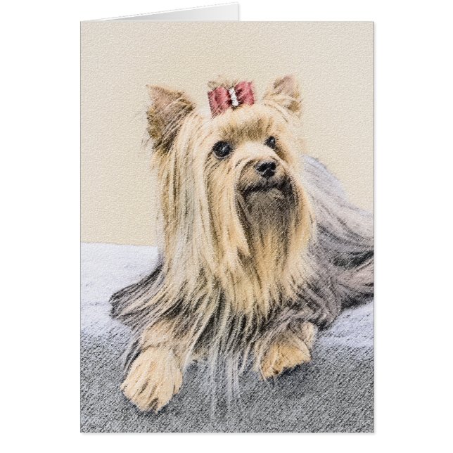 Cartão Pintura de Yorkshire Terrier - Arte de Cachorro Or (Frente)