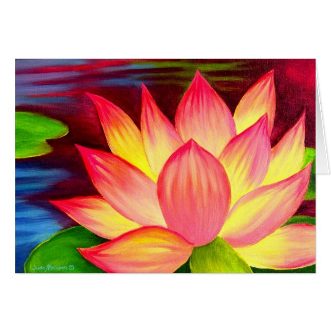 Cartão Pintura do Flor Liloso Chinês Lotus Water (Frente Horizontal)