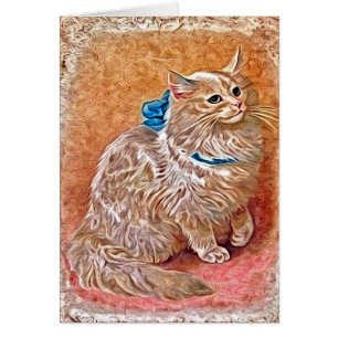 Cartão Pintura do gatinho do vintage