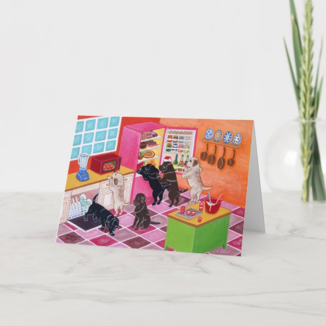 Cartão Pintura do Partido da Cozinha Labrador (Frente)