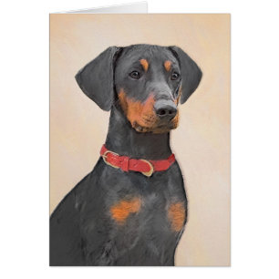 Cartão Pintura do Pinscher Alemão Arte Animal Original