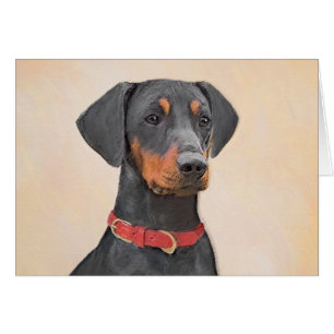 Cartão Pintura do Pinscher Alemão Arte Animal Original