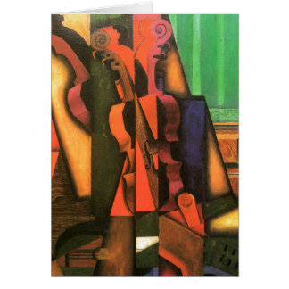 Cartão Pintura do violino e da guitarra da arte do Cubist