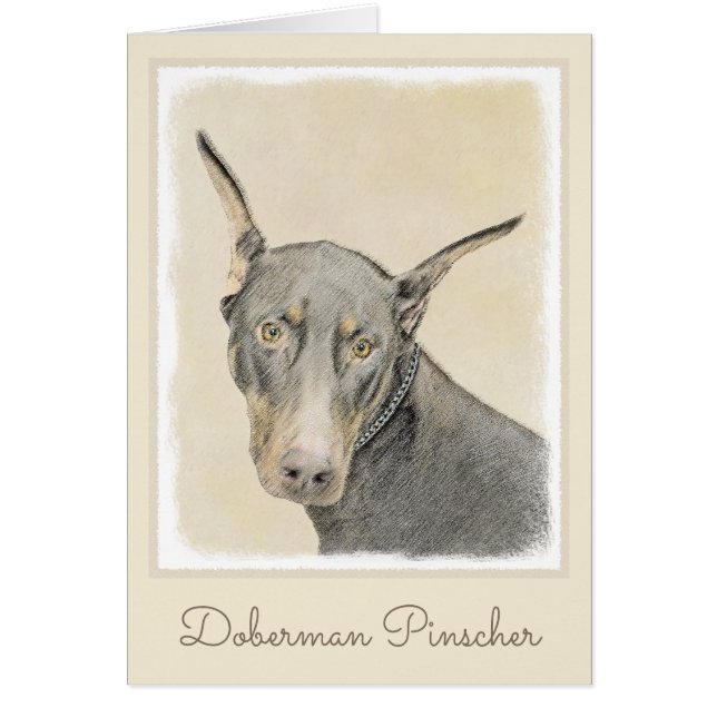 Cartão Pintura Doberman Pinscher - Arte Original para Cac (Frente)