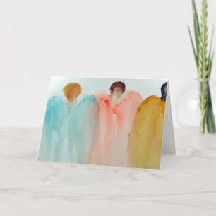 Cartão Pintura em Aquarela de 3 Anjos, Figuras ou Mulhere