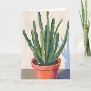 Cartão Pintura em Aquarela de Cactos Verdes