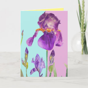 Cartão Pintura em aquarela de íris Flor de roxa Arte flor