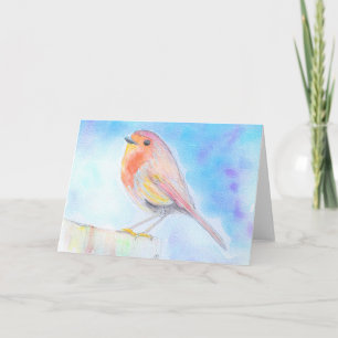 Cartão Pintura em Aquarela do Pequeno Robin