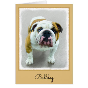 Cartão Pintura em Bulldog - Arte Cão Original Bonita