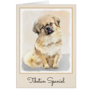 Cartão Pintura em espanhol tibetano - Arte canina origina