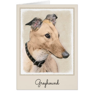 Cartão Pintura em Greyhound - Arte em Cachorro Original