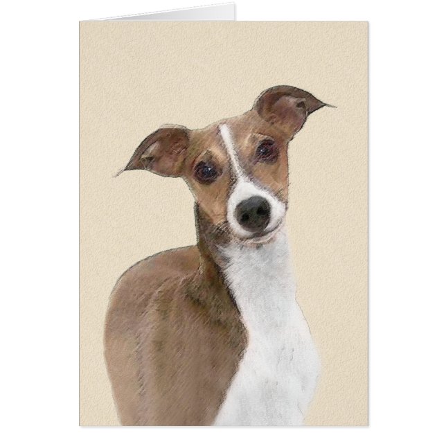 Cartão Pintura em Greyhound Italiano - Arte de Cachorro O (Frente)