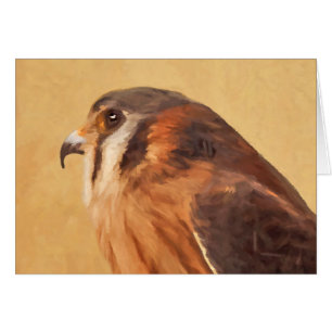 Cartão Pintura em Kestrel Americano - Arte de Pássaro Or