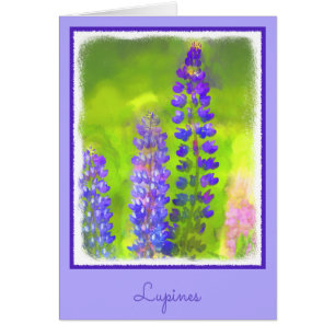 Cartão Pintura em Lupine - Arte Flor Original