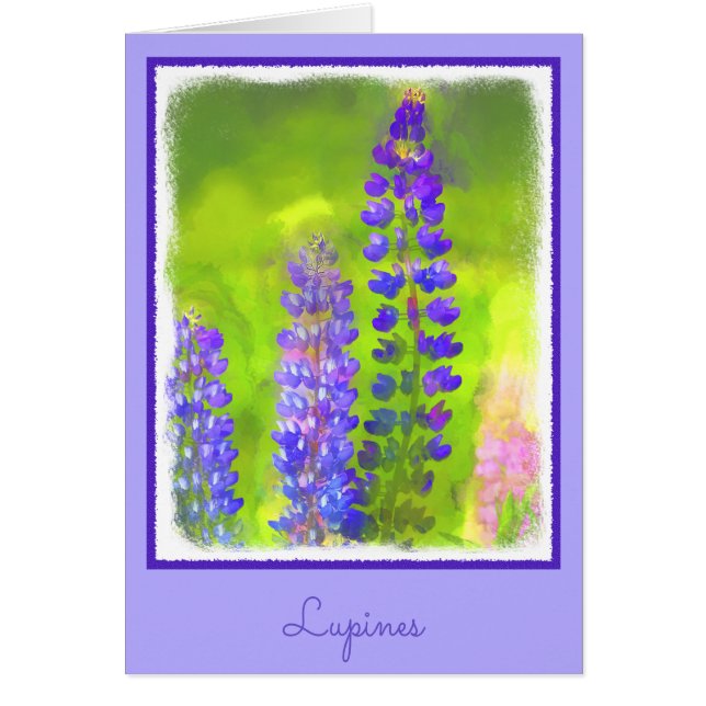 Cartão Pintura em Lupine - Arte Flor Original (Frente)