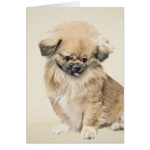 Cartão Pintura em Pekingese - Arte de Cachorro Original