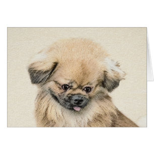 Cartão Pintura em Pekingese - Arte de Cachorro Original