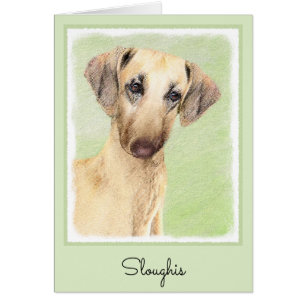 Cartão Pintura em Sloughis - Arte Cão Original Bonita
