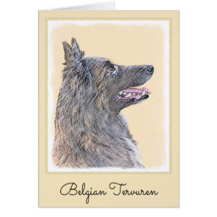 Cartão Pintura em Tervuren Belga - Arte Cachorra Original