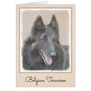 Cartão Pintura em Tervuren Belga - Arte Cachorra Original