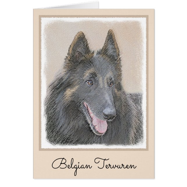 Cartão Pintura em Tervuren Belga - Arte Cachorra Original (Frente)
