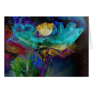 Cartão Pintura floral romântica elegante de teal