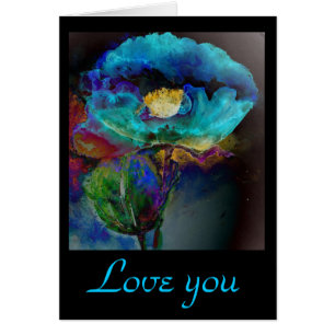 Cartão Pintura floral romântica elegante de teal