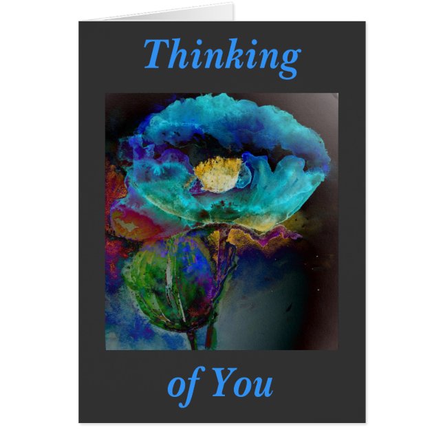 Cartão Pintura floral romântica elegante de teal (Frente)