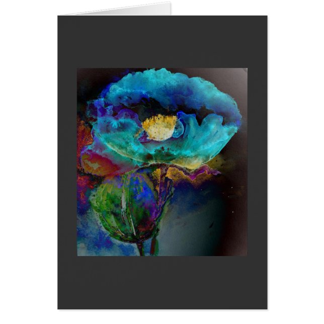 Cartão Pintura floral romântica elegante de teal (Frente)