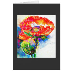 Cartão Pintura floral vermelha Elegante