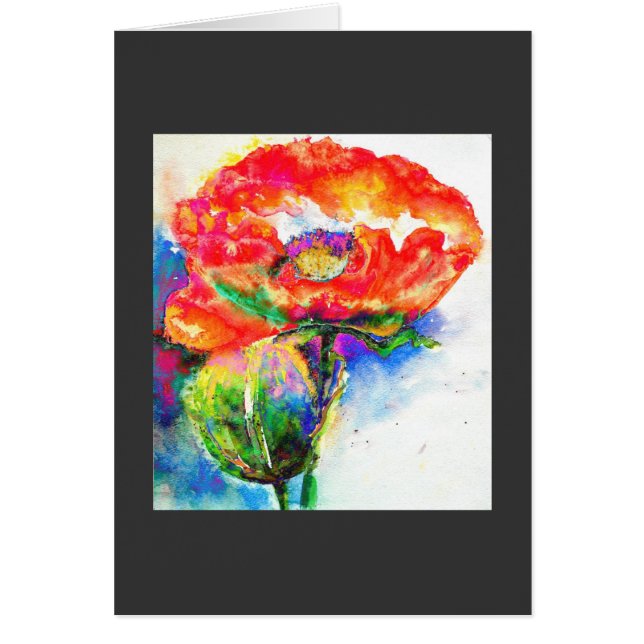 Cartão Pintura floral vermelha Elegante (Frente)