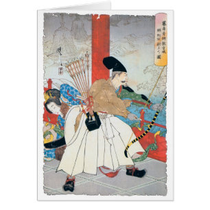 Cartão Pintura japonesa antiga do arqueiro