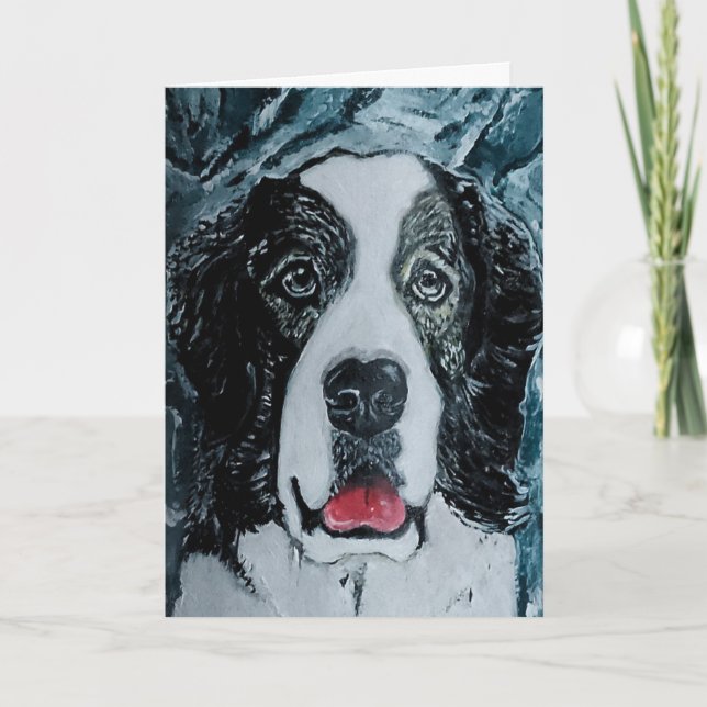 Cartão Pintura Mastiff Pirenéus por Alfred Fox (Frente)