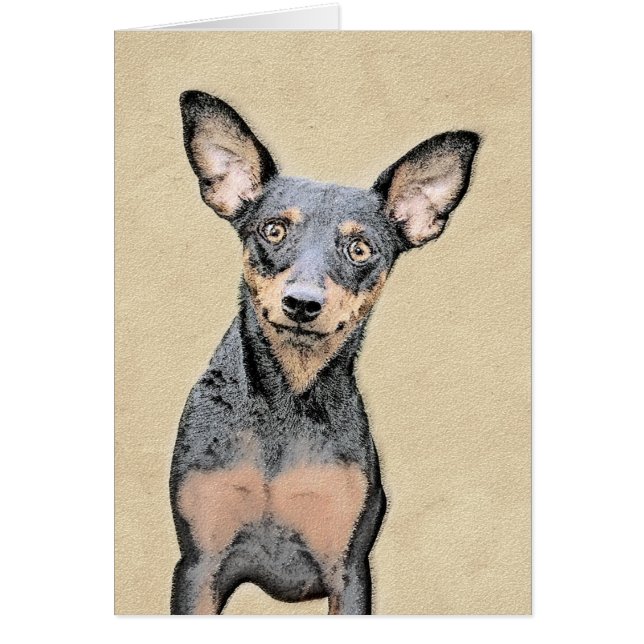 Cartão Pintura Miniatura Pinscher Pintura Cachorra Origin (Frente)