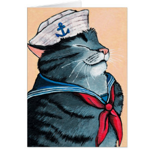 Cartão Pintura náutica do gato de gato malhado do gato d