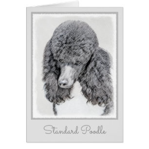 Cartão Pintura Negra De Poodle Padrão - Arte Cão