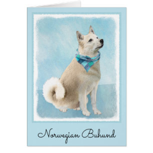Cartão Pintura Norueguesa de Buhund - Arte Cachorra Origi