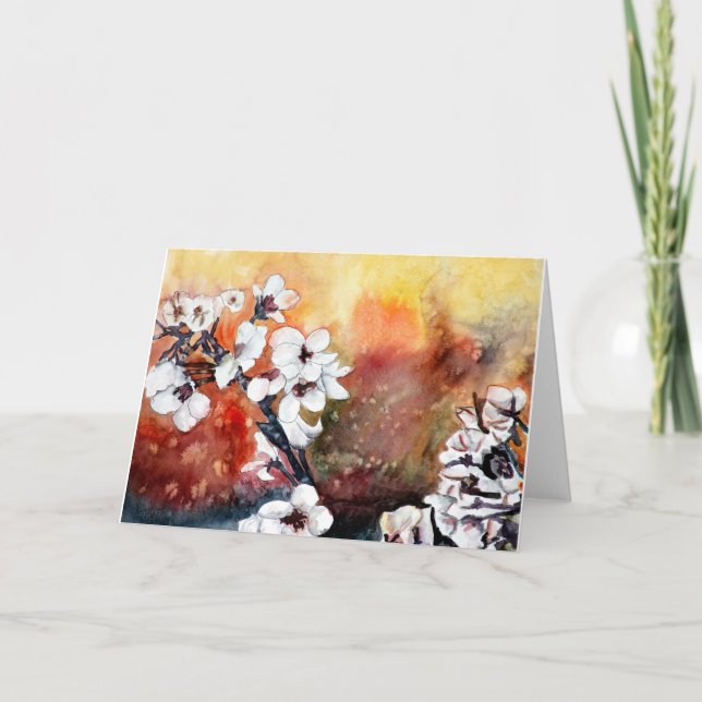 Cartão pintura oriental asiática da arte da flor abstrata (Frente)