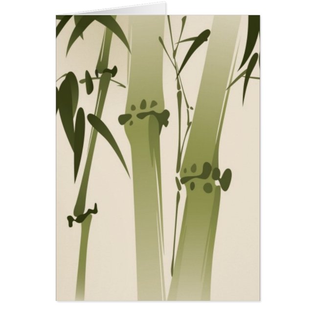 Cartão Pintura oriental do estilo, ramos 2 do bambu (Frente)